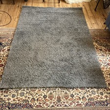 IKEA HAMPEN Large Shaggy grey Rug Living Room 160 x 230cm