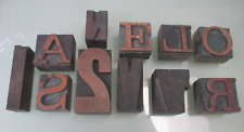 11 Vintage Letters Printers Blocks Letterpress Wooden Printing Large 2 V number