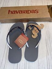 HAVAIANAS SLIM GLITTER STEEL GREY LADIES FLIP FLOPS UK 2-3 RRP £32 REF #S99