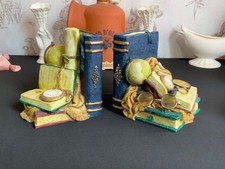 Pair of Vintage LEONARDO COLLECTION Bookends Globe Spectacles Watch Design