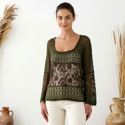Boho artsy jumper green - boho,