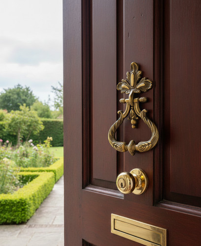 Engraved brass victorian door - engraved,