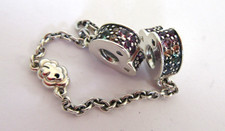 Pandora 925 ALE Silver Rainbow Arc of Love Hearts Cloud Safety Chain