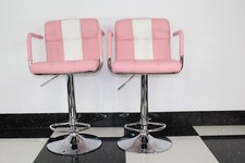 American 50s Diner Furniture 2 X Pink Stools With Armrest