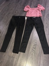 Ladies 3 Piece Bundle Set 12-14 Top And X2 Black Jeans 