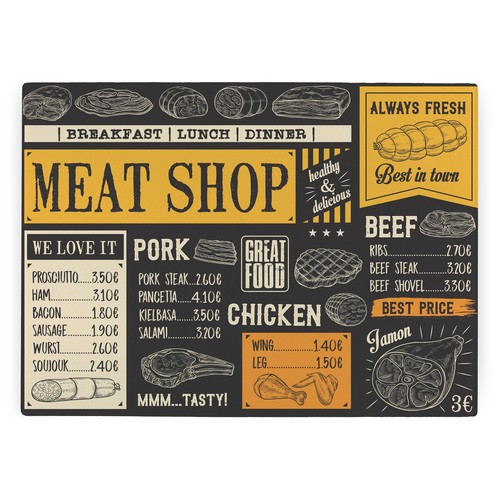 Meat shop glass worktop - glass,