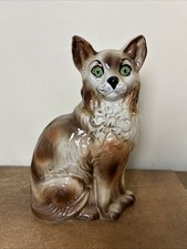 Antique Victorian Staffordshire  House Cat Figure With Glass Eyes, 31cm Tall