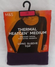 LADIES MARKS & SPENCER BLACKBERRY THERMAL HEATGEN EXTRA WARMTH TOP SIZE 18