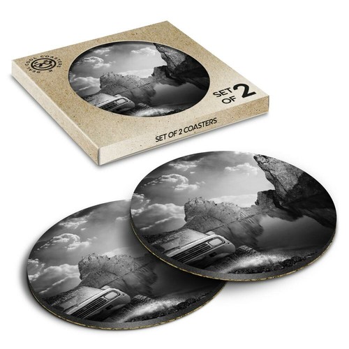 Boxed round coasters bw - coasters,