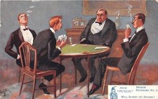 POSTCARD COMIC BRIDGE PROBLEMS FROM PUNCH - WILL DUMMY GO SPADES ?  - TUCK