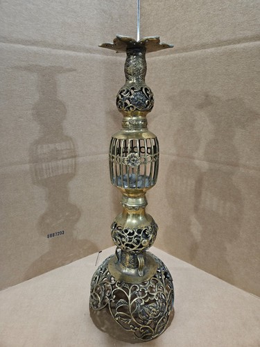 Vtg brass floor - brass, candlestick