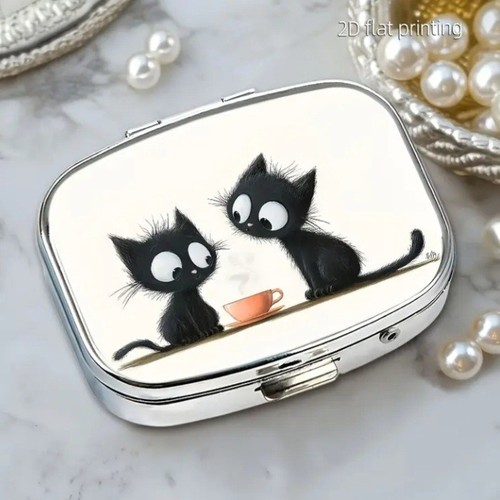 Metal pill tin trinket - tin, box