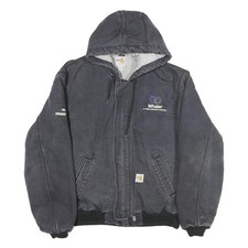 CARHARTT Mens Black Whaler Hooded Jacket L Cotton Blend Zip Workwear