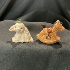 Rare Vintage Goebel West German Ornaments Lamb And Rocking Horse