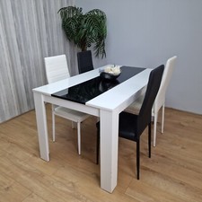 Dining Table Set and 6 4 black white Leather chairs kitchen table set of 4 or 6 