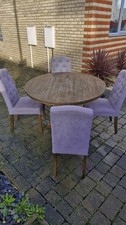 Soild Round Table And 4 Grey