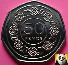 1988 GIBRALTAR 50p Fifty Pence Candytuft Flower AA Die Mark Unc Coin