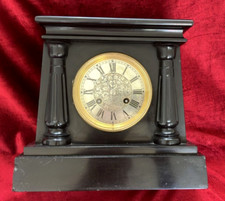 Nice French Antique Black Slate Striking Mantle Clock