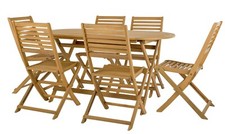 Home Newbury 6 Seater Folding Wooden Patio Set | Outdoor Garden Furniture
