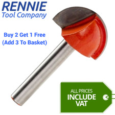 6mm, 8mm & 1/2"  Shank Core Box (Cove) Carbide Tipped Router Cutter Bit TCT. 