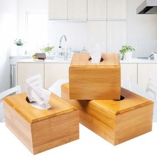 1xSquare Wooden Tissue Box Decorative Desktop Paper Towel Box Cover NapkinHolder