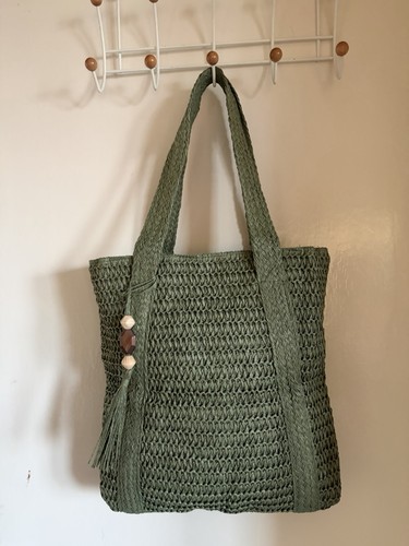 Green straw bag - straw, beach