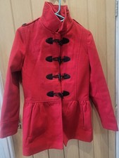 Girls Blue Zoo Red Duffle Coat