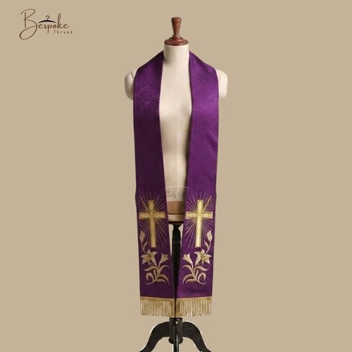 Purple violet priest stole - violet,
