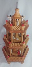 Stunning Vintage 1960's Wooden Handmade Nativity Pyramid With Original Box 