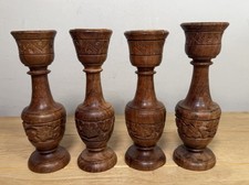 4x Vintage Wooden Hand Turned