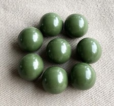 8 Shiny Green Round Ball Buttons, Shank, 12mm, Matching Set
