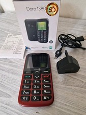 New Doro 1380 Mobile Phone – Red – Dual SIM  2.4” Display  Simple Phone Elderly 