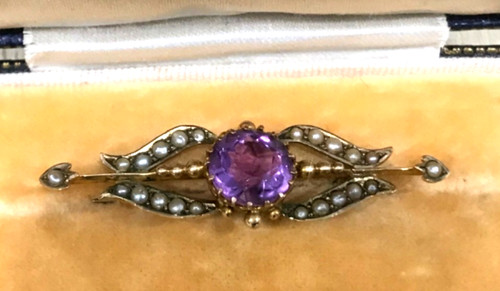 Antique 9ct gold amethyst - gold,