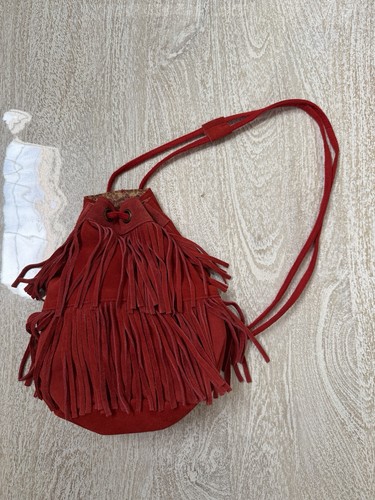 Red genuine suede leather - suede,