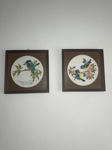 Blue tit birds framed - framed, tapestry