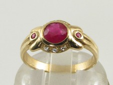 9CT 9K GOLD RUBY & DIAMOND SIGNET ART DECO INS RING FREE RESIZE