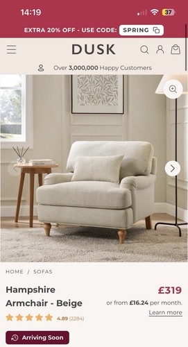Dusk armchair new rrp 319 - dusk,