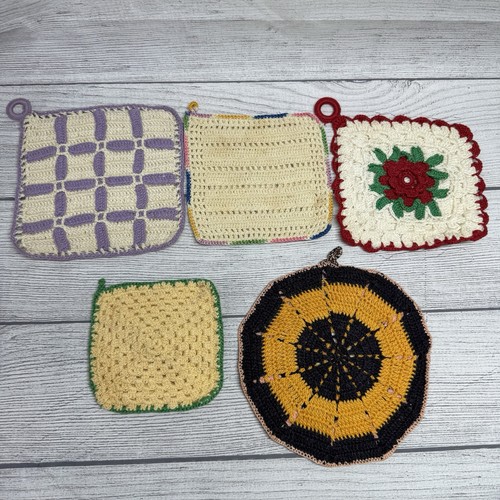 Vintage lot crochet pot - vintage,