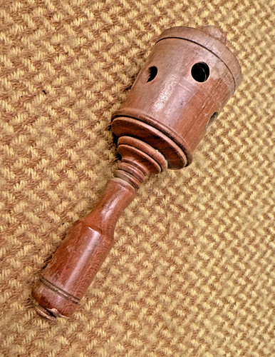Antique treen baby rattle - treen,