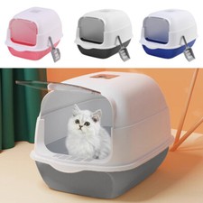 UK Large Cat Hooded Litter Tray Box Cat House Spacious Adult Cats Kittens Toilet