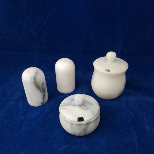 Marble salt pepper shakers - salt, &