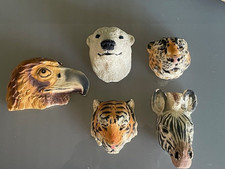 Wildlife animal head bust Tiger Polar Bear Zebra eagle jaguar wall hanging 
