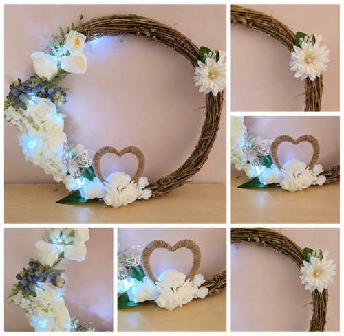 Rustic white floral grapevine - rustic,