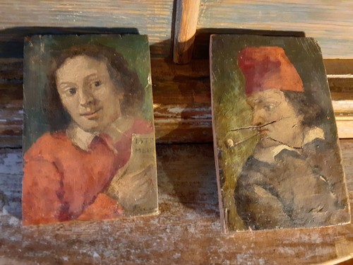 Antique folk art painting - folk,