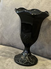 Vintage black glass vase or
