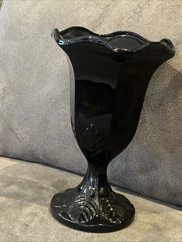 Vintage black glass - vase, or