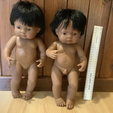 Boy & Girl Dolls baby  miniland Need Dressing Atomically Correct Hard Body 35cm 