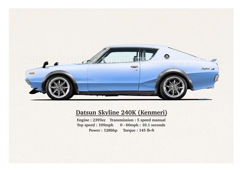 Datsun skyline 240k print - skyline,