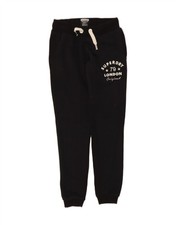 SUPERDRY Womens Graphic Tracksuit Trousers Joggers UK 8 Small Black Cotton BO02