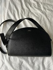 APC Black Saffiano Leather Demi Lune Crossbody Bag